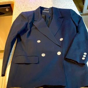 European Bulgaria Double Breasted Linen Navy Blazer